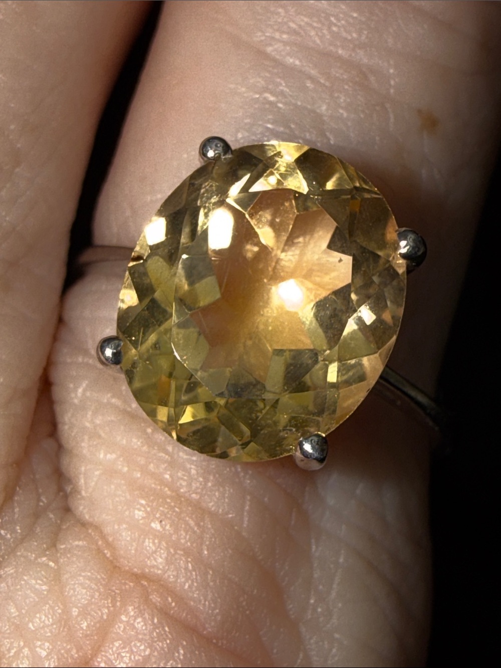 4CT Yellow Citrine Oval Solitaire Ring 925 Sterling Silver NEW GORGEOUS